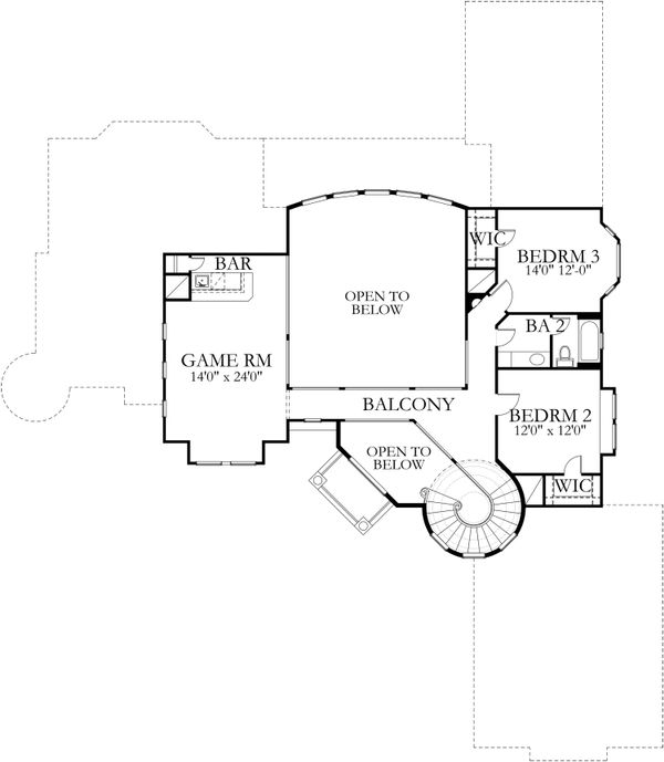 House Plan Design - Mediterranean Floor Plan - Upper Floor Plan #80-127