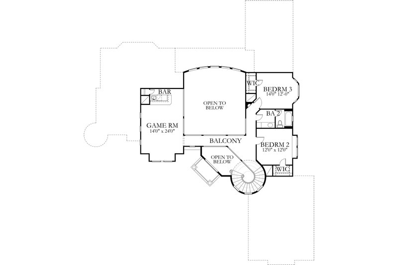 Home Plan - Floor Plan - Upper Floor for Mediterranean House Plan #80-127 - 4 bed, 3 bath