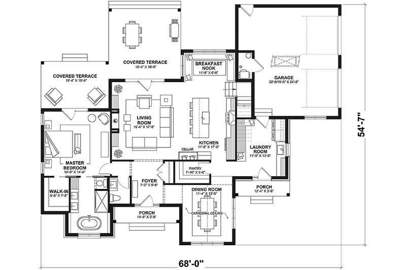 House Blueprint - Floor Plan - Main Floor for Traditional House Plan #23-2846 - 3 bed, 2.5 bath