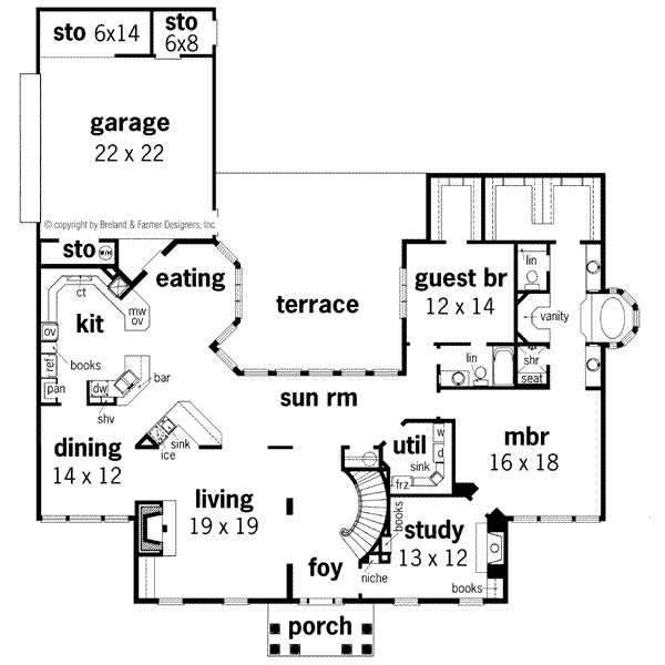 Architectural House Design - European Floor Plan - Main Floor Plan #45-166