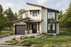 Architectural House Design - Exterior - Front Elevation for Contemporary House Plan #1100-115 - 3 bed, 2.5 bath