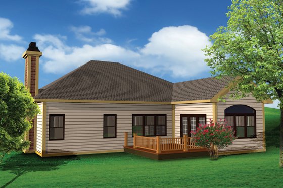 Exterior - Rear Elevation for Craftsman House Plan #70-1072 - 2 bed, 2 bath
