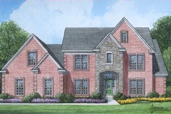 Exterior - Front Elevation for Traditional House Plan #424-50 - 5 bed, 4 bath