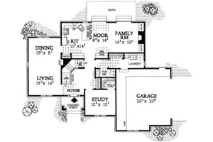 Floor Plan - Main Floor for European House Plan #72-481 - 4 bed, 2.5 bath