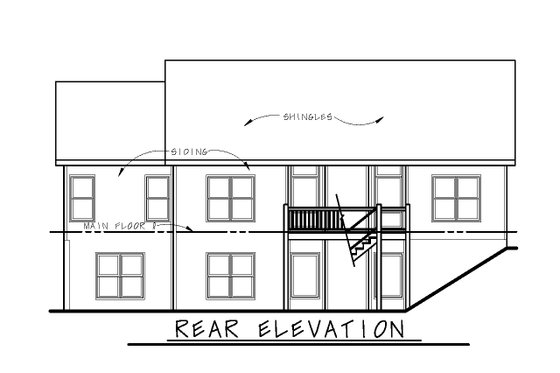 Exterior - Rear Elevation for Traditional House Plan #20-2404 - 3 bed, 2.5 bath