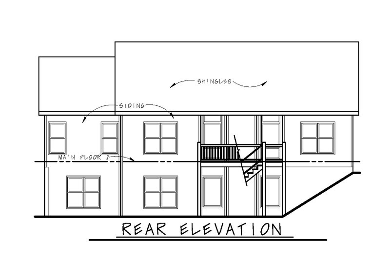 Home Plan - Exterior - Rear Elevation for Traditional House Plan #20-2404 - 3 bed, 2.5 bath