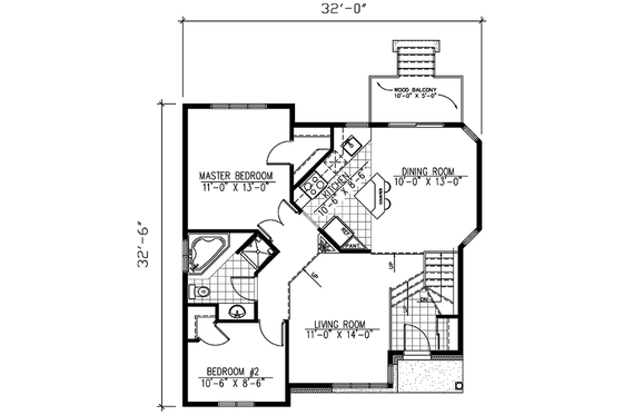 Floor Plan - Main Floor for Traditional House Plan #138-191 - 2 bed, 1 bath