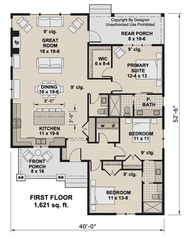 House Blueprint - Bungalow Floor Plan - Main Floor Plan #51-1387