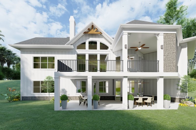 House Blueprint - Exterior - Rear Elevation for Ranch House Plan #54-466 - 3 bed, 2.5 bath