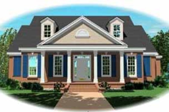 Exterior - Front Elevation for Southern House Plan #81-378 - 4 bed, 3.5 bath