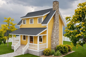 Exterior - Front Elevation 3 for Cottage House Plan #542-19 - 1 bed, 2 bath