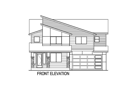 Exterior - Front Elevation 3 for Contemporary House Plan #569-78 - 5 bed, 3 bath