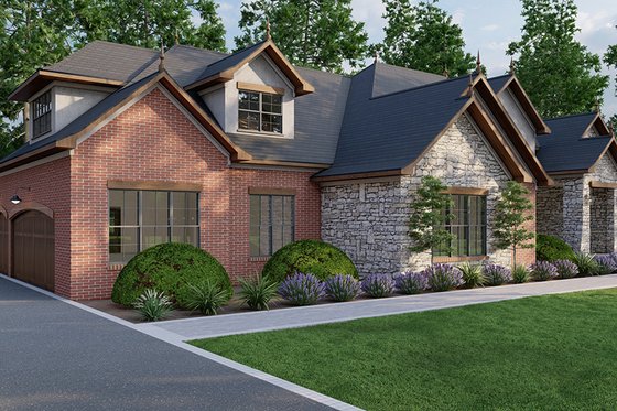 Exterior - Front Elevation 3 for European House Plan #923-333 - 4 bed, 3 bath