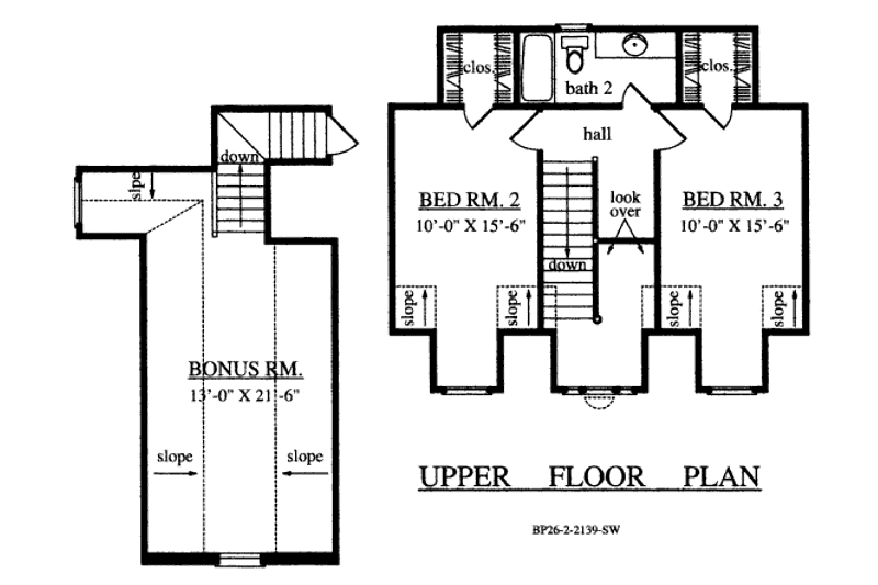 Architectural House Design - Floor Plan - Upper Floor for Farmhouse House Plan #42-349 - 3 bed, 2.5 bath