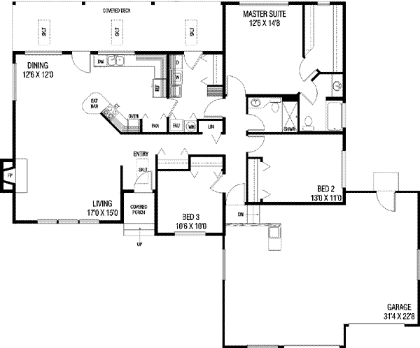 Architectural House Design - Ranch Floor Plan - Main Floor Plan #60-317