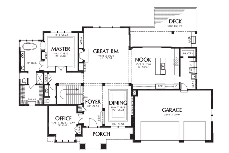 Architectural House Design - Floor Plan - Main Floor for Prairie House Plan #48-700 - 3 bed, 2.5 bath