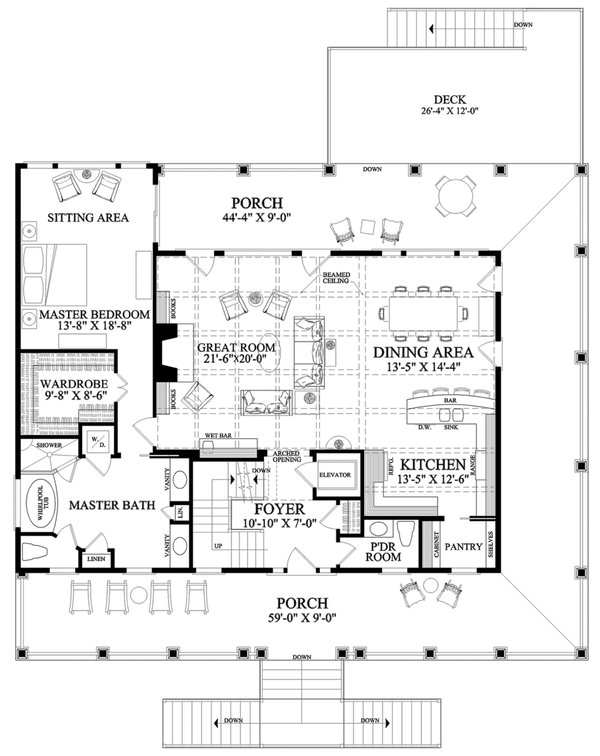 House Blueprint - Beach Floor Plan - Main Floor Plan #137-405
