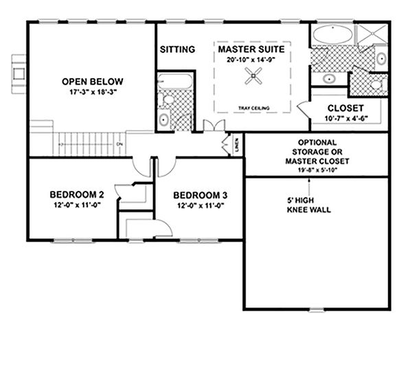 Architectural House Design - Colonial Floor Plan - Upper Floor Plan #56-244