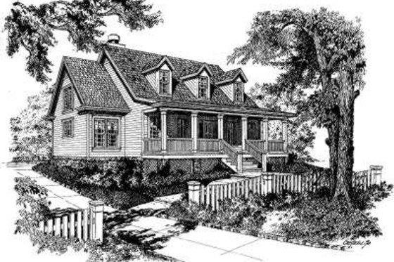Exterior - Front Elevation for Country House Plan #322-123 - 3 bed, 3.5 bath