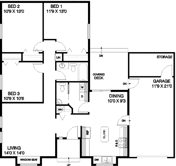 House Blueprint - Ranch Floor Plan - Main Floor Plan #60-547