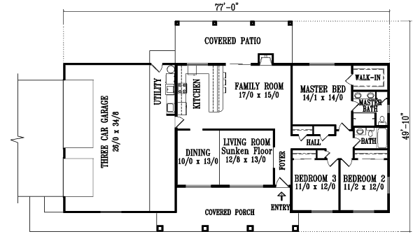 Adobe / Southwestern Floor Plan - Main Floor Plan #1-1316