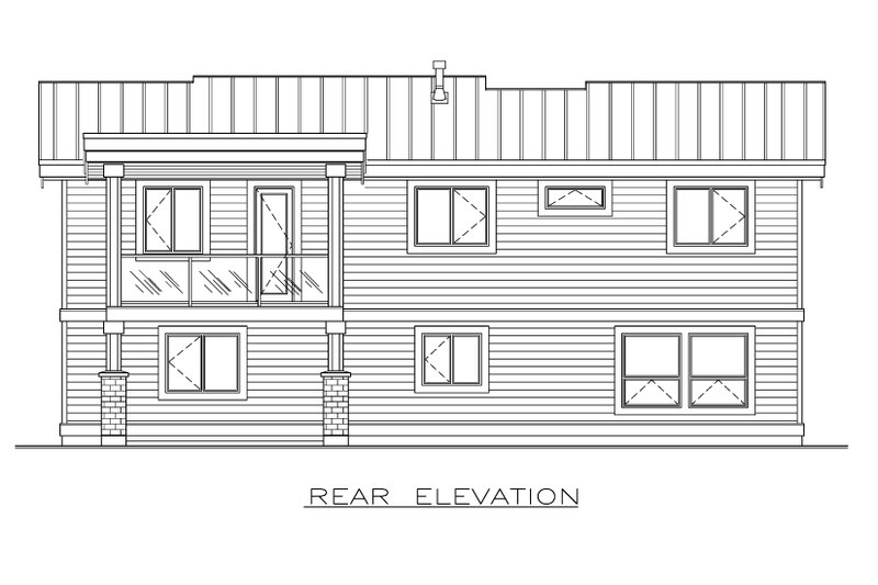 House Design - Exterior - Rear Elevation for Beach House Plan #1100-27 - 3 bed, 3 bath
