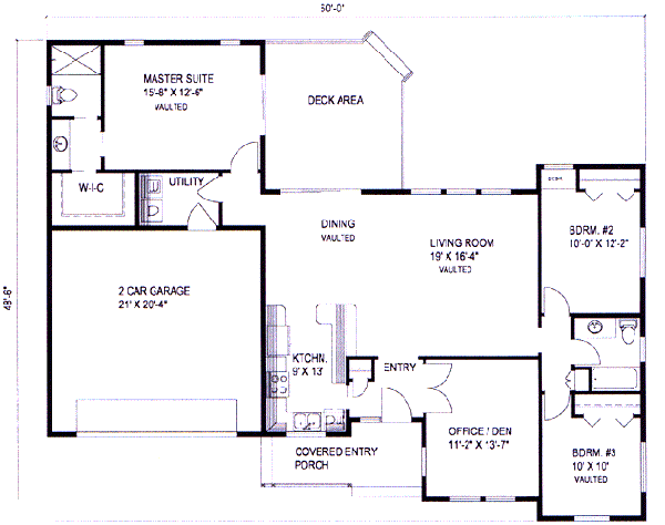 Ranch Floor Plan - Main Floor Plan #117-197