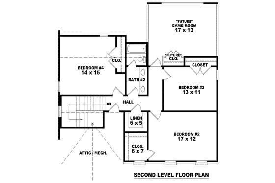 Floor Plan - Upper Floor for Colonial House Plan #81-1485 - 4 bed, 2.5 bath