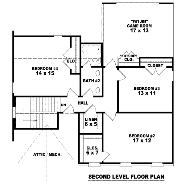 Colonial Floor Plan - Upper Floor Plan #81-1485