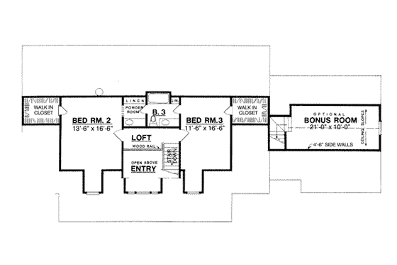 Floor Plan - Upper Floor for Country House Plan #40-180 - 3 bed, 3 bath
