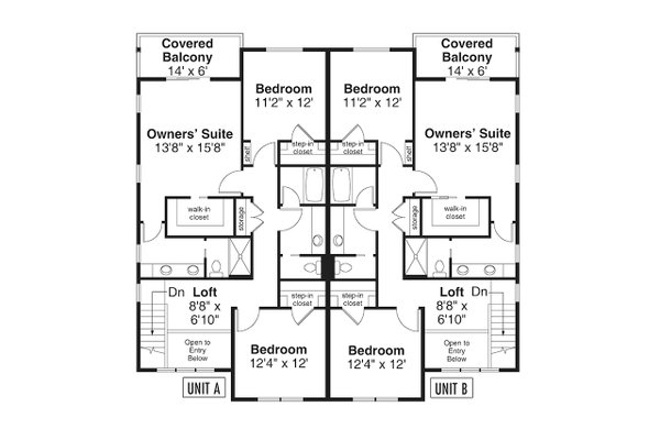 Contemporary Floor Plan - Upper Floor Plan #124-1362