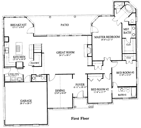 European Style House Plan - 4 Beds 3.5 Baths 2806 Sq/Ft Plan #325-171