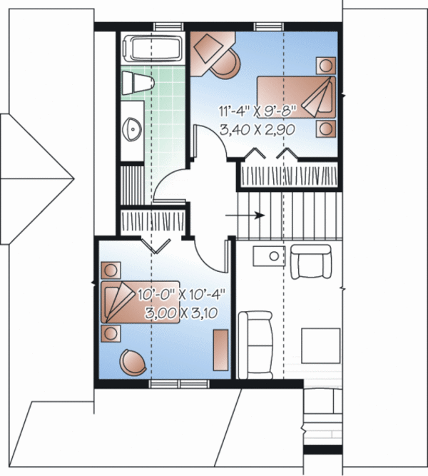 House Plan Design - Cottage Floor Plan - Upper Floor Plan #23-2283