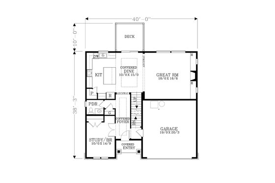 Floor Plan - Main Floor for Craftsman House Plan #53-471 - 5 bed, 3.5 bath
