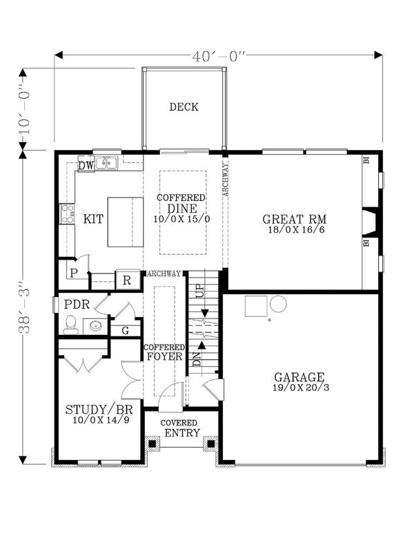 Craftsman Floor Plan - Main Floor Plan #53-471