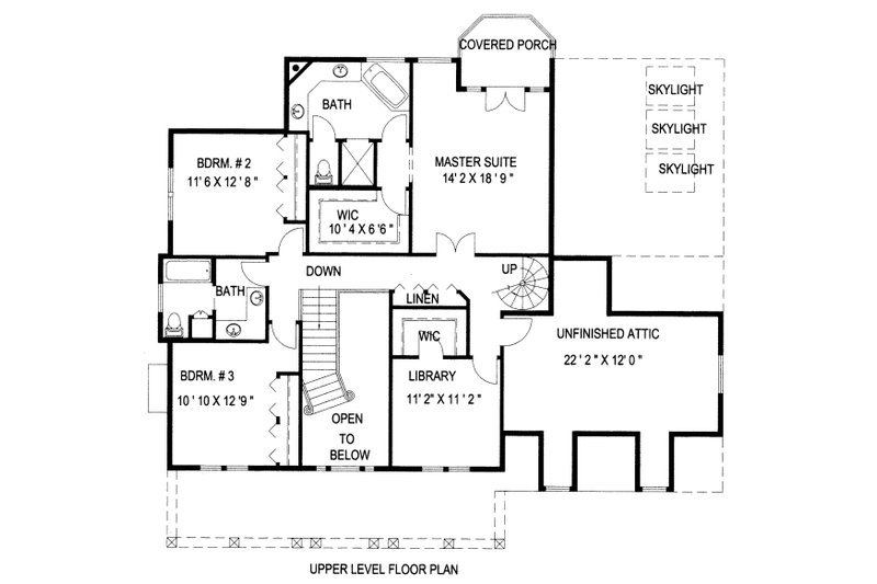 House Blueprint - Floor Plan - Upper Floor for Country House Plan #117-878 - 3 bed, 3.5 bath