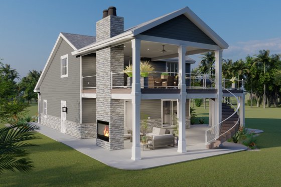 Exterior - Rear Elevation 3 for Traditional House Plan #1060-76 - 1 bed, 2.5 bath