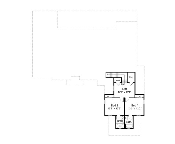 House Blueprint - Southern Floor Plan - Upper Floor Plan #938-127