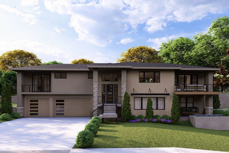 House Blueprint - Modern Exterior - Front Elevation Plan #124-1457