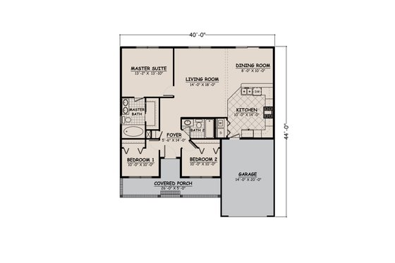 Floor Plan - Main Floor for Ranch House Plan #1082-1 - 3 bed, 2 bath
