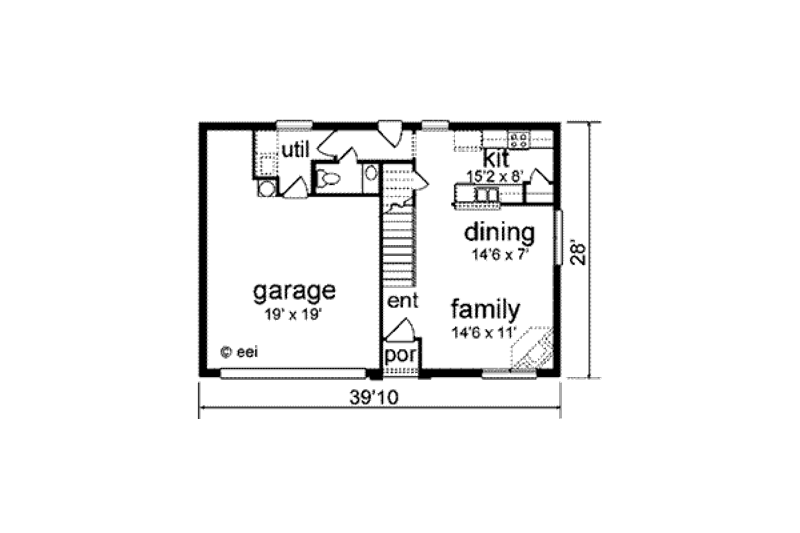 House Plan Design - Floor Plan - Main Floor for Traditional House Plan #84-123 - 3 bed, 2.5 bath