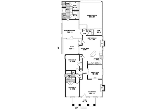Floor Plan - Main Floor for Tudor House Plan #81-432 - 3 bed, 2 bath
