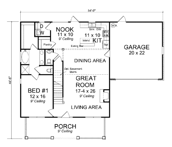 Home Plan - Cottage Floor Plan - Main Floor Plan #513-3
