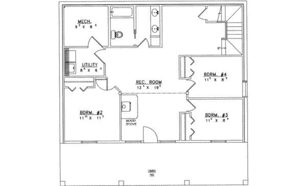Architectural House Design - Traditional Floor Plan - Lower Floor Plan #117-292