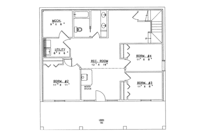 Dream House Plan - Floor Plan - Lower Floor for Traditional House Plan #117-292 - 4 bed, 2.5 bath