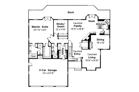 Floor Plan - Main Floor for Traditional House Plan #124-108 - 5 bed, 3 bath