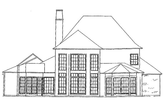 Exterior - Rear Elevation for European House Plan #301-109 - 4 bed, 4 bath