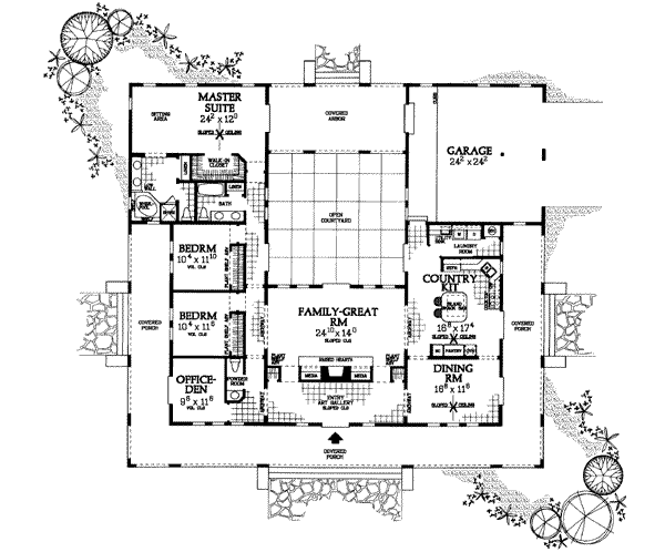 Architectural House Design - Mediterranean Floor Plan - Main Floor Plan #72-150