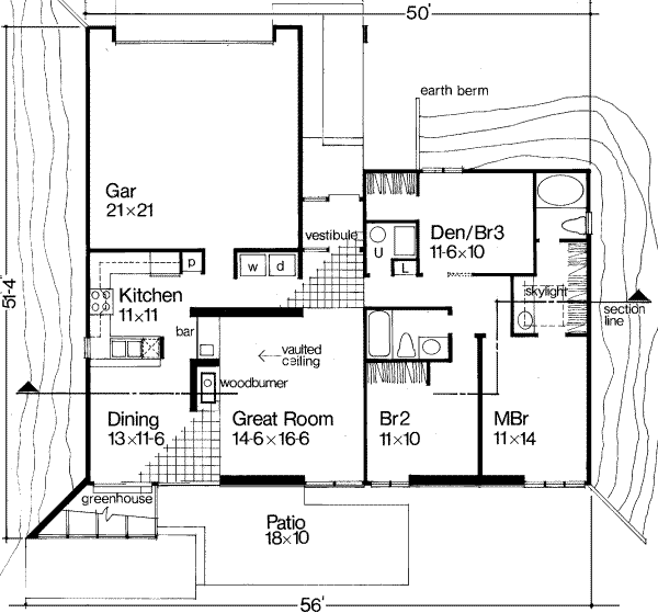 Contemporary Floor Plan - Main Floor Plan #320-105