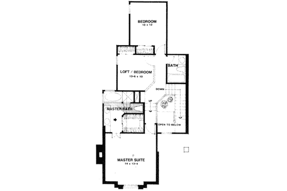 Floor Plan - Upper Floor for European House Plan #141-180 - 3 bed, 2.5 bath